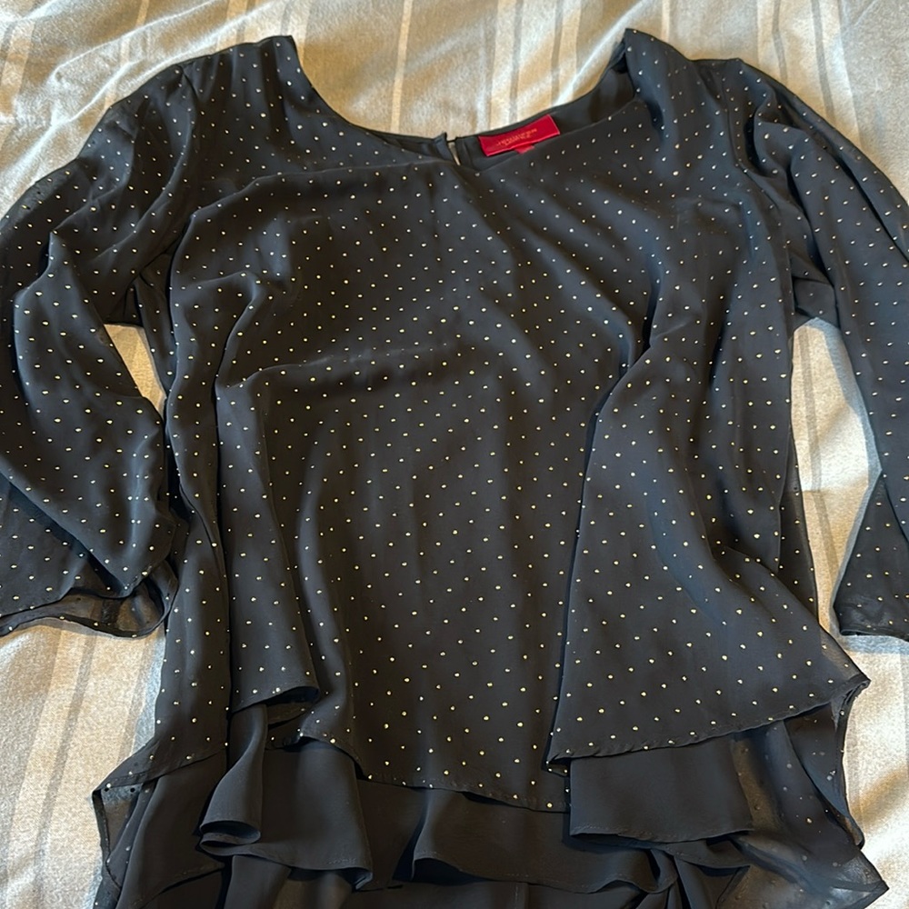 Sheer cape glitter blouse